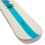 K2 Dreamsicle snowboard features a vibrant blue and white graphic design.