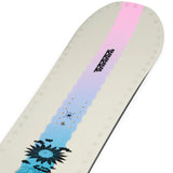 K2 Dreamsicle snowboard features a vibrant, swirling blue and pink design.