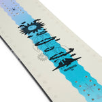 K2 Dreamsicle snowboard, 2023 model, features a vibrant blue and white graphic design.