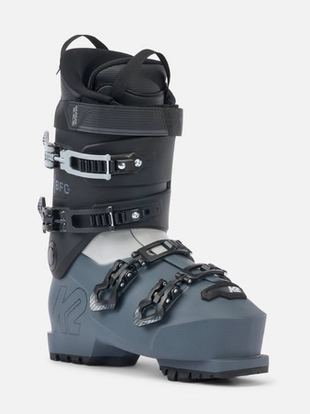 Gray K2 BFC 80 ski boot with black hardware and a distinctive sole design.