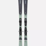 K2 Women's Disruption 75 skis feature a green and black design with M3 10 bindings.