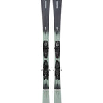 K2 Disruption 75 skis feature a green and white design with QC Free bindings.