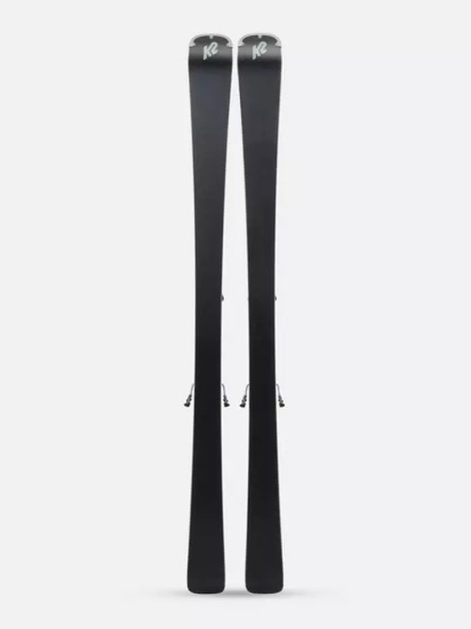 K2 Women's Disruption 75 skis, 2024 model, feature a black design with visible QC Free bindings.