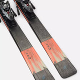 K2 Disruption MTI Skis 2024 feature a distinctive red and white graphic design with MXC 12 bindings.