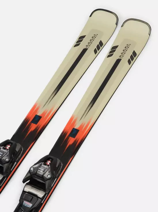K2 Disruption MTI skis, 2024 model, feature a black and red design with MXC 12 bindings.