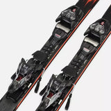 K2 Disruption MTI Skis 2024 feature a black and red design with MXC 12 bindings.