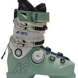 K2 Women's BFC 105 BOA ski boots feature a green and white color scheme with visible BOA dial.