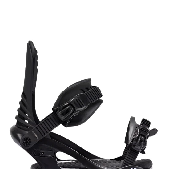 Black K2 Cassette snowboard binding features a sleek design with red accents.