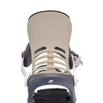 K2 Cassette snowboard binding, a white and navy blue design with a distinctive strap pattern.