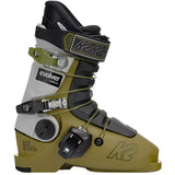 K2 Evolver 2025 junior ski boots feature a green and white color scheme with distinctive black accents.
