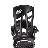 Black K2 Indy snowboard binding with a distinctive design.