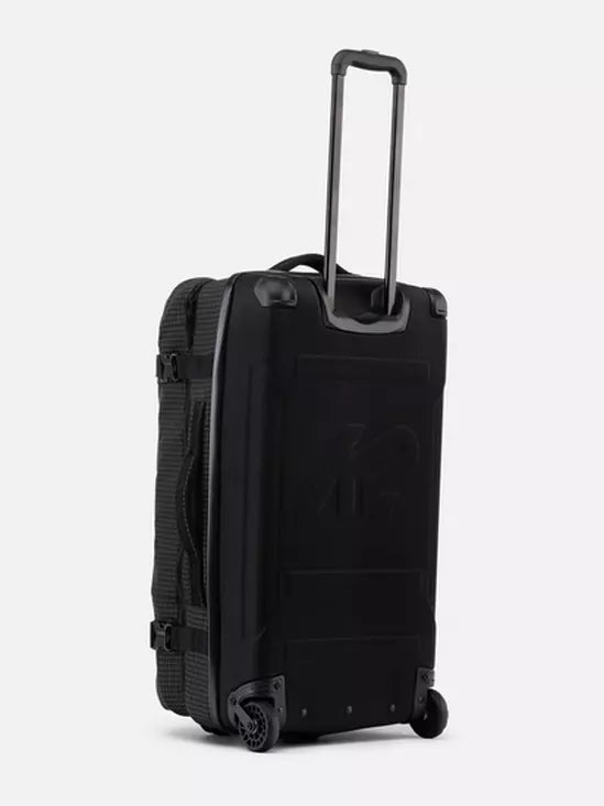 Black K2 Luggage Roller Bag 2025 with textured exterior and telescoping handle.