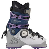K2 Mindbender 105 BOA ski boots feature a blue and white color scheme with visible BOA dial.
