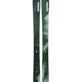 K2 Women's Mindbender 106C skis, 2025 model, feature a distinctive green and purple graphic design.
