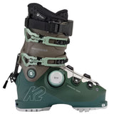 K2 Mindbender 115 BOA ski boots feature a green and gray color scheme with visible BOA dial.