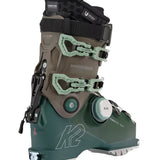 K2 Mindbender 115 BOA ski boots feature a green and white color scheme with distinctive red accents.