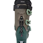 K2 Women's Mindbender 115 BOA ski boots feature a green and pink color scheme with a visible BOA closure system.
