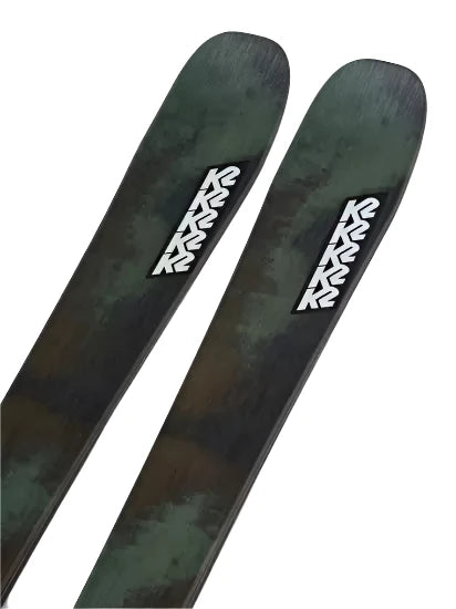 K2 Mindbender 85 skis, 2025 model, feature a black and white design.