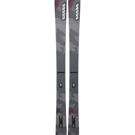 K2 Mindbender 96C skis, 2025 model, feature a gray and red design.