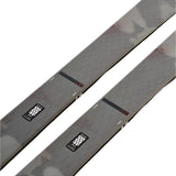 K2 Women's Mindbender 96C skis 2025 feature a black and red design with distinctive graphic patterns.