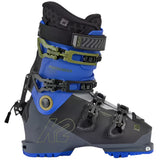 K2 Mindbender Juvy ski boots feature a black and blue design with silver accents.