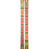 K2 Omen 90 skis 2025 feature a vibrant pink and green design with black accents.
