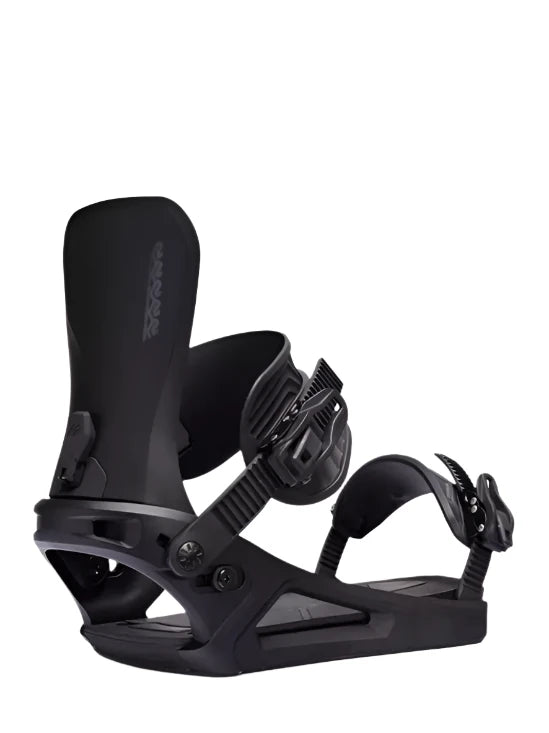 K2 Program snowboard binding, black with gray accents, features a sleek, modern design.