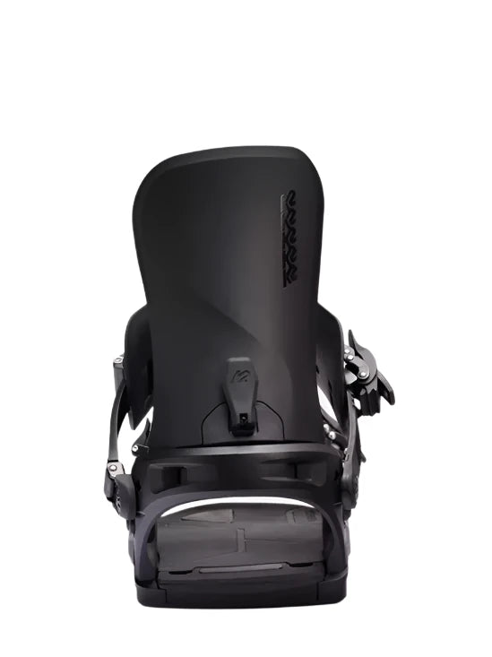 K2 Program snowboard binding, black with a distinctive angular design.