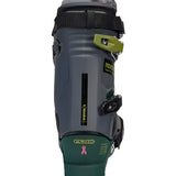 K2 Revolve Team women's ski boots feature a dark green and pink design.