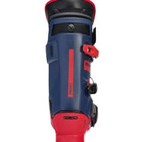 K2 Revolve 2025 ski boots feature a blue and red design with visible buckles.