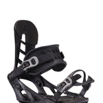 Black K2 Sonic snowboard binding features a sleek design and silver accents.