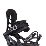 Black K2 Sonic snowboard binding features a sleek design and silver accents.