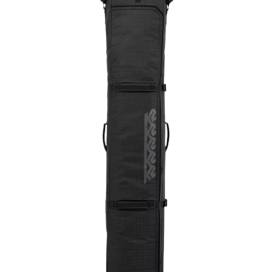Black K2 Universal Ski Roller Bag 2026 with zippered compartments and carry handles.