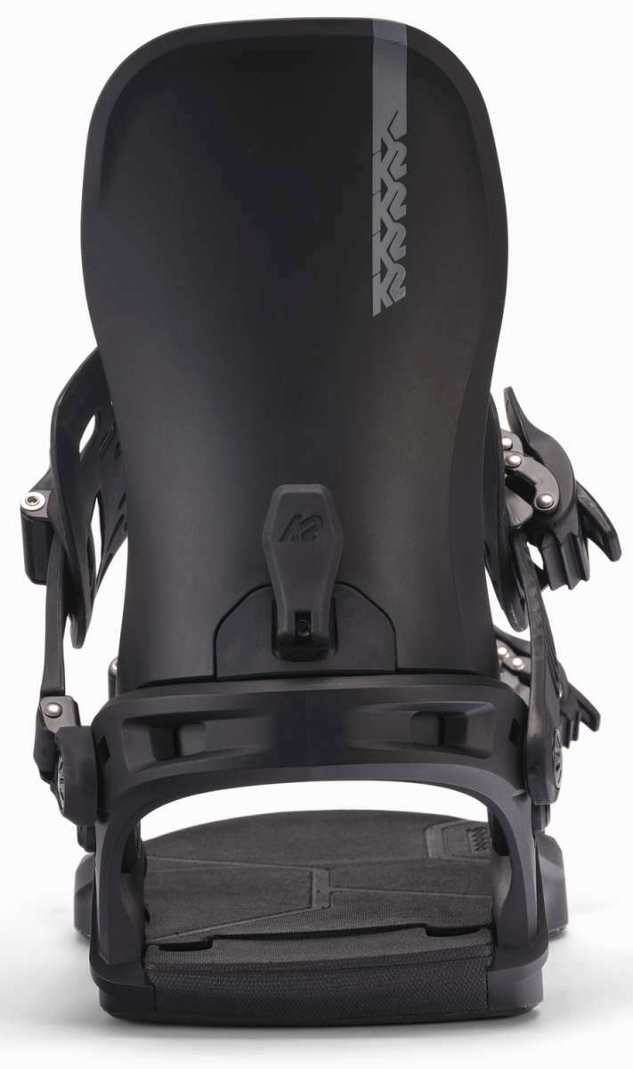 K2 Bond snowboard binding, black with gray accents and a distinctive design.