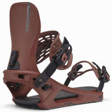 K2 Bond snowboard binding, featuring a red base and black accents.
