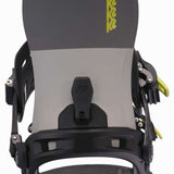 K2 Bond 2025 snowboard binding, black base with a yellow stripe.