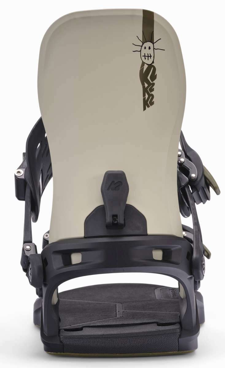 K2 Bond snowboard binding, black and yellow design.