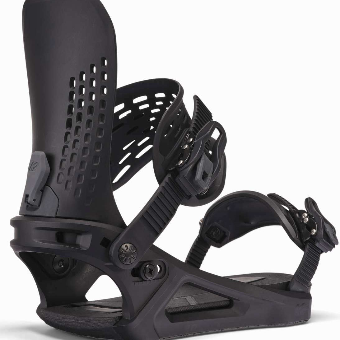 K2 Edition snowboard binding, black with a distinctive perforated design.