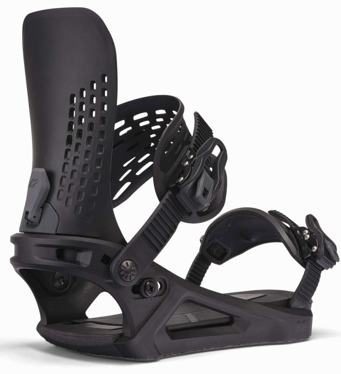 K2 Edition snowboard binding, black with a distinctive perforated design.