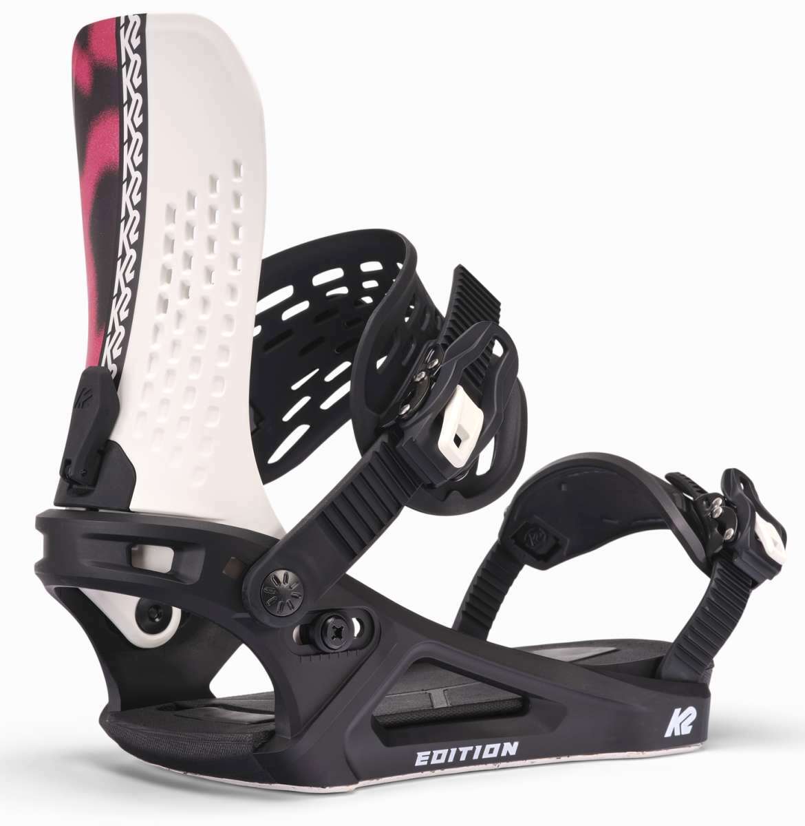 K2 Edition Snowboard Binding 2025 - White/pink/Black Angle1