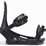 K2 Formula snowboard binding, black with red accents, features a distinctive angular design.