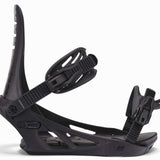 K2 Formula snowboard binding, black with red accents, features a distinctive angular design.