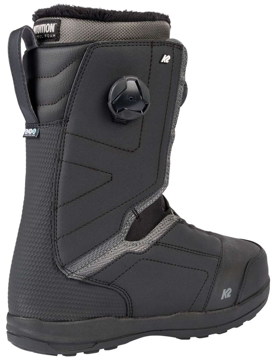 Black K2 Hanford snowboard boot with a gray accent and BOA lacing system.