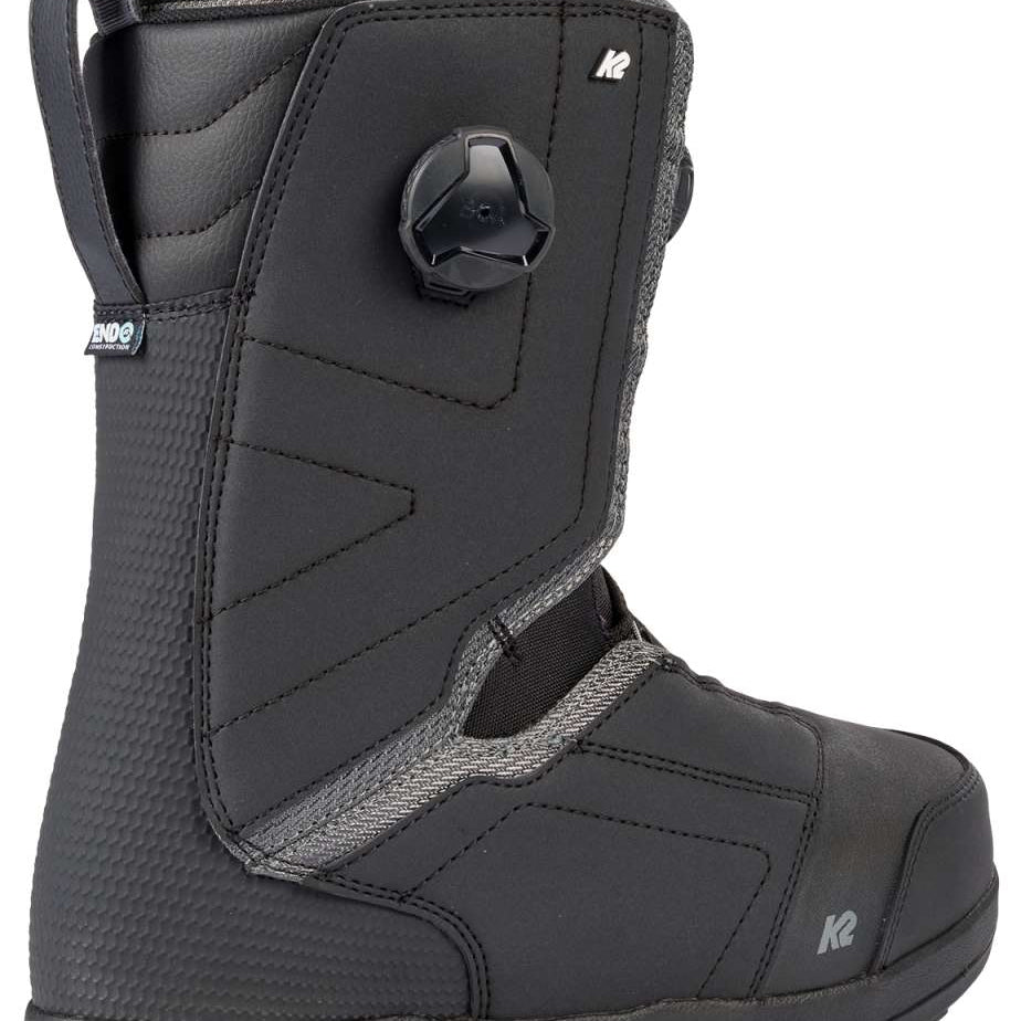 Black K2 Hanford snowboard boot with a gray accent and BOA lacing system.