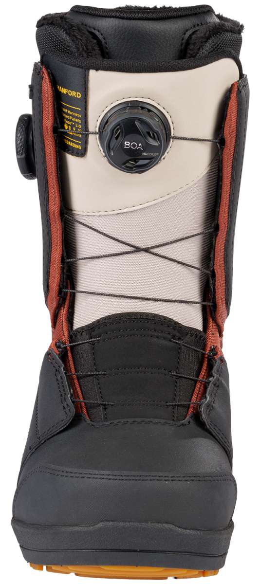 Black K2 Hanford snowboard boot with a brown sole and visible Boa lacing system.