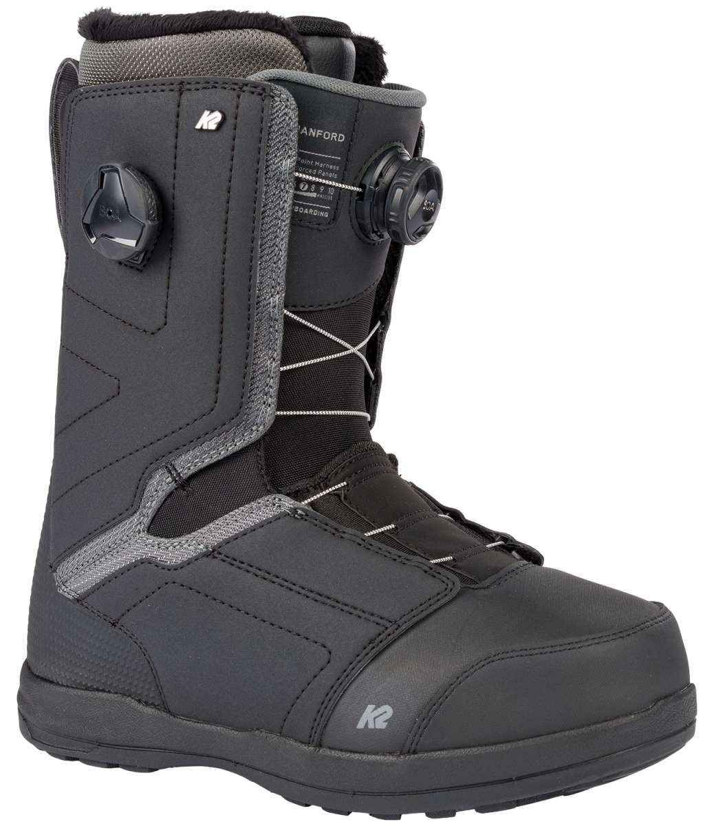 Black K2 Hanford snowboard boot with BOA lacing system and gray accents.