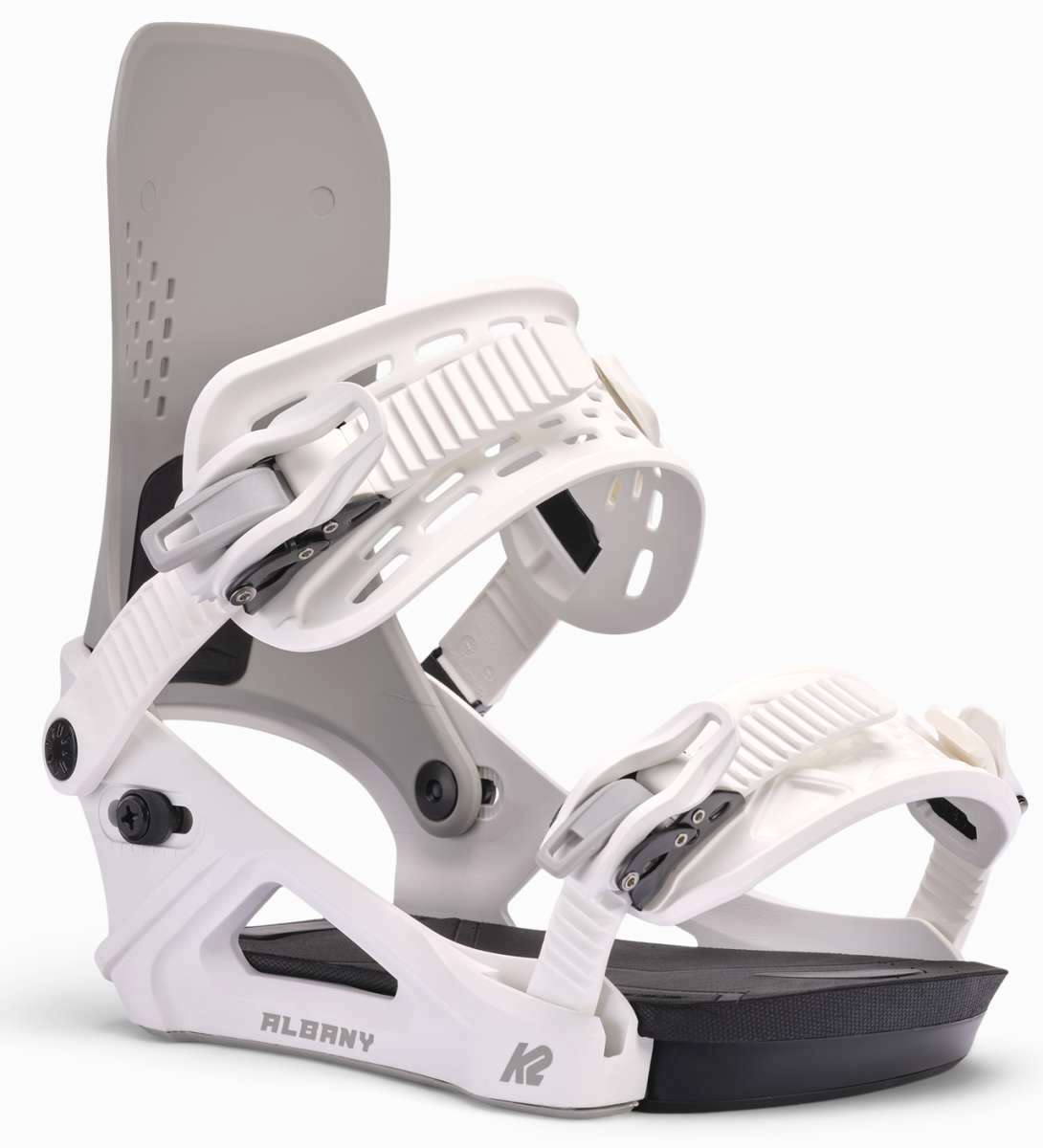 K2 Ladies Albany Snowboard Binding 2025 - White/grey Angle 3