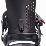 K2 Women's Albany snowboard binding, black and red design.