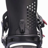 K2 Women's Albany snowboard binding, black and red design.