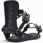 Black K2 Meridian snowboard binding features a distinctive ergonomic design.